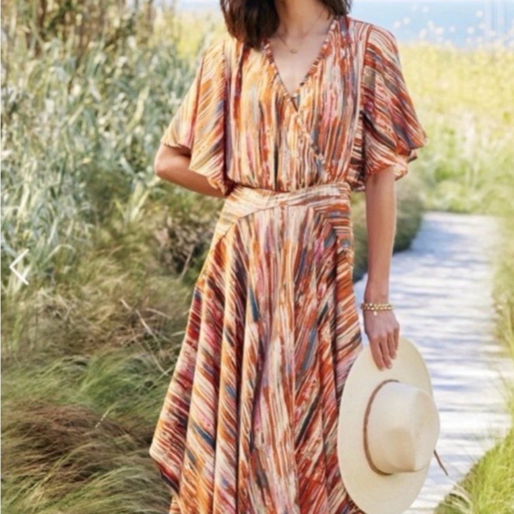 Soft Surroundings Multicolor Brushstroke Midi Dre… - image 8